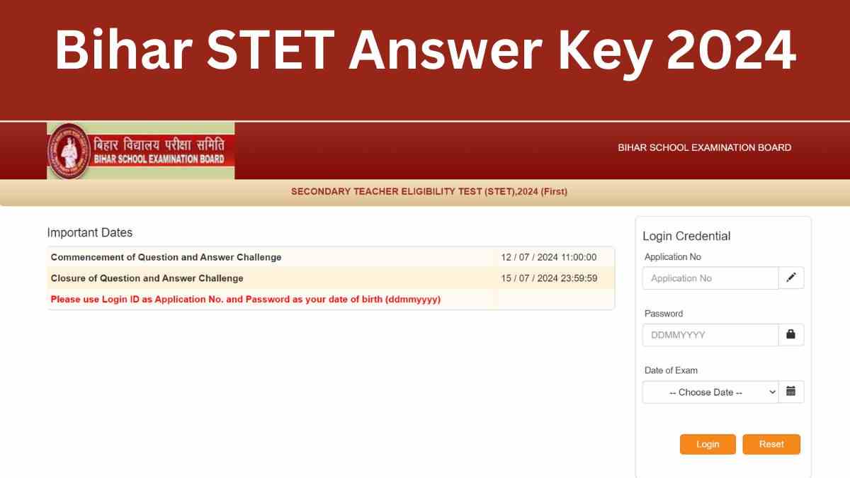 Bihar STET Answer Key 2024 OUT: जारी हुई बिहार एसटीईटी परीक्षा की उत्तर कुंजी, यहाँ से करें  Download 