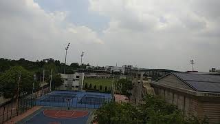 Beautiful view of the JMI campus from moving Metro train on magenta line.
